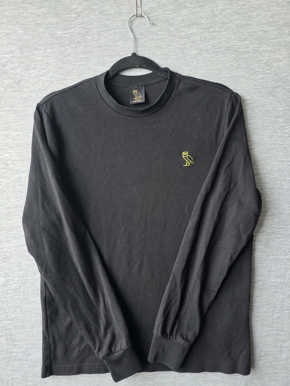 OVO October’s Very Own Black Long Sleeve Mock Neck Shirt Owl Logo Medium Drake